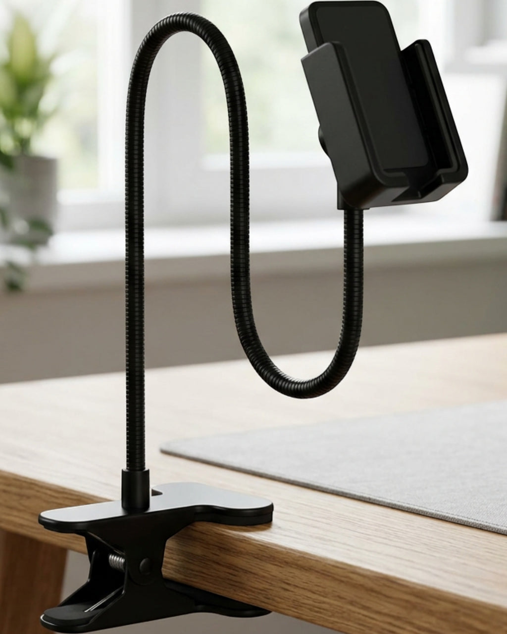 Lofar Gooseneck Desk-Clamp Phone Holder 70 cm Black - Lifestyle view